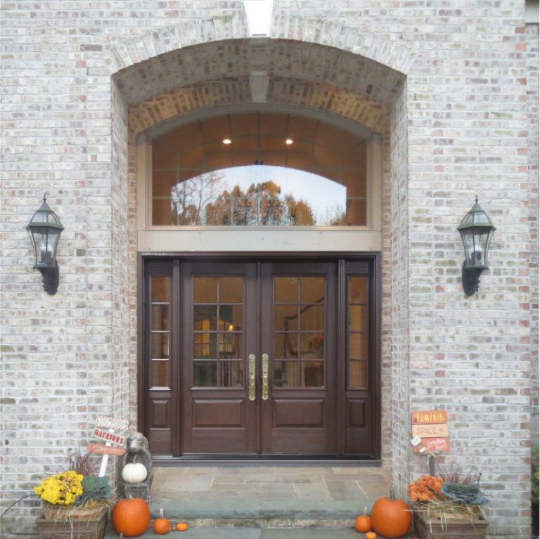 Fiberglass Entry Double Doors with side panels - Royal Windows And Doors